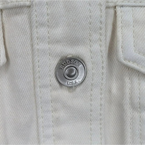NWT Hudson Women's Cut In Denim Dress Button Down Ecru Sleeveless Knee Length L - Picture 9 of 10